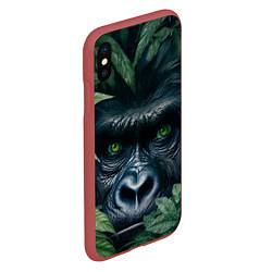 Чехол iPhone XS Max матовый Крупная морда гориллы, цвет: 3D-красный — фото 2