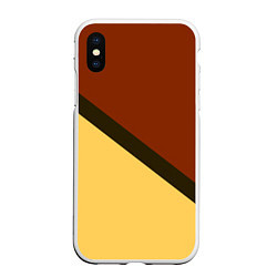 Чехол iPhone XS Max матовый Желто-красный диагональ, цвет: 3D-белый