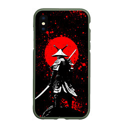 Чехол iPhone XS Max матовый Призрак цусимы - самурай, цвет: 3D-темно-зеленый