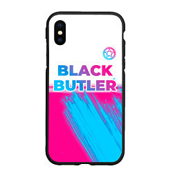 Чехол iPhone XS Max матовый Black Butler neon gradient style: символ сверху