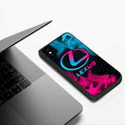 Чехол iPhone XS Max матовый Lexus - neon gradient, цвет: 3D-черный — фото 2