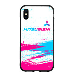 Чехол iPhone XS Max матовый Mitsubishi neon gradient style: символ сверху