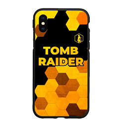 Чехол iPhone XS Max матовый Tomb Raider - gold gradient: символ сверху