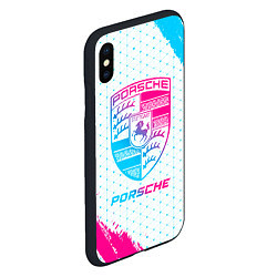 Чехол iPhone XS Max матовый Porsche neon gradient style, цвет: 3D-черный — фото 2