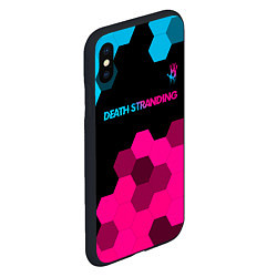 Чехол iPhone XS Max матовый Death Stranding - neon gradient: символ сверху, цвет: 3D-черный — фото 2