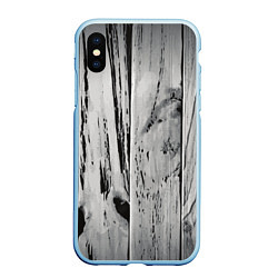 Чехол iPhone XS Max матовый Grey wood, цвет: 3D-голубой