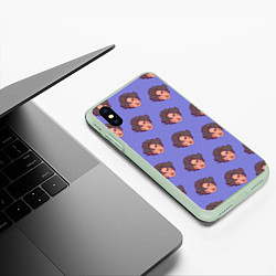 Чехол iPhone XS Max матовый Тимоти Шаламе узор, цвет: 3D-салатовый — фото 2