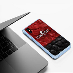 Чехол iPhone XS Max матовый CS GO red black texture, цвет: 3D-голубой — фото 2