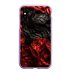 Чехол iPhone XS Max матовый Black red texture, цвет: 3D-светло-сиреневый