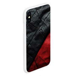 Чехол iPhone XS Max матовый Черно - красная кожа, цвет: 3D-белый — фото 2