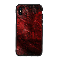Чехол iPhone XS Max матовый Текстура красная кожа, цвет: 3D-черный