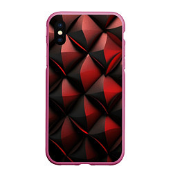 Чехол iPhone XS Max матовый Объемная текстура красная кожа, цвет: 3D-малиновый