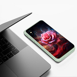 Чехол iPhone XS Max матовый Алая космическая роза - Нейросеть, цвет: 3D-салатовый — фото 2