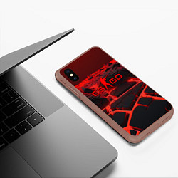 Чехол iPhone XS Max матовый CS GO red neon texture, цвет: 3D-коричневый — фото 2