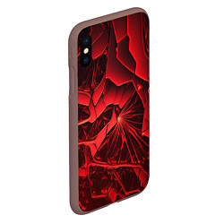 Чехол iPhone XS Max матовый Объемные красные разломы, цвет: 3D-коричневый — фото 2