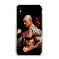 Чехол iPhone XS Max матовый Irezumi tattoo yakuza, цвет: 3D-салатовый