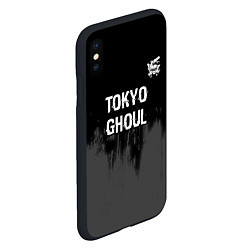 Чехол iPhone XS Max матовый Tokyo Ghoul glitch на темном фоне: символ сверху, цвет: 3D-черный — фото 2