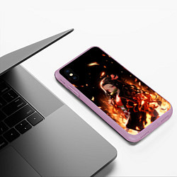 Чехол iPhone XS Max матовый Незуко и пламя - клинок, цвет: 3D-сиреневый — фото 2