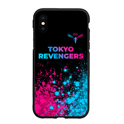 Чехол iPhone XS Max матовый Tokyo Revengers - neon gradient: символ сверху