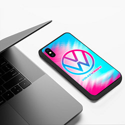 Чехол iPhone XS Max матовый Volkswagen neon gradient style, цвет: 3D-черный — фото 2