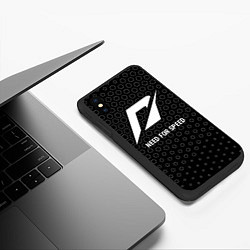 Чехол iPhone XS Max матовый Need for Speed glitch на темном фоне, цвет: 3D-черный — фото 2