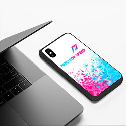 Чехол iPhone XS Max матовый Need for Speed neon gradient style: символ сверху, цвет: 3D-черный — фото 2