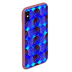 Чехол iPhone XS Max матовый Синий шашечный мотив, цвет: 3D-малиновый — фото 2