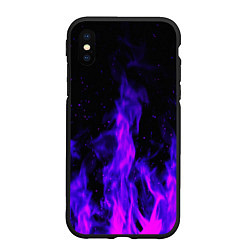 Чехол iPhone XS Max матовый Неоновый огонь на черном фоне, цвет: 3D-черный