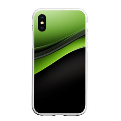 Чехол iPhone XS Max матовый Black green abstract