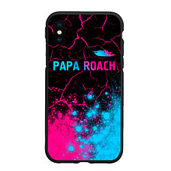 Чехол iPhone XS Max матовый Papa Roach - neon gradient: символ сверху, цвет: 3D-черный