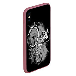 Чехол iPhone XS Max матовый Bmx jump rider, цвет: 3D-малиновый — фото 2