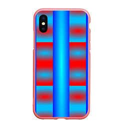 Чехол iPhone XS Max матовый Красно-синие полосы и квадраты, цвет: 3D-баблгам