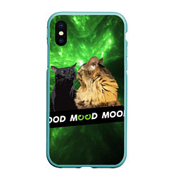 Чехол iPhone XS Max матовый Mood - коты из ТикТок, цвет: 3D-мятный