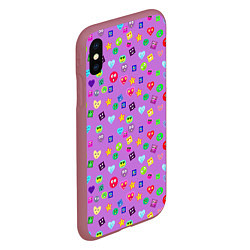 Чехол iPhone XS Max матовый Эмпатия - паттерн эмоджи, цвет: 3D-малиновый — фото 2