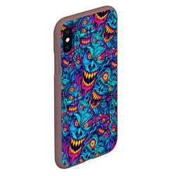 Чехол iPhone XS Max матовый Неоновые монстры - graffiti art style pattern, цвет: 3D-коричневый — фото 2