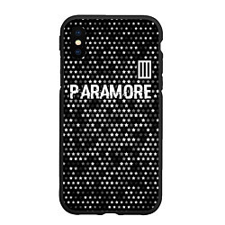 Чехол iPhone XS Max матовый Paramore glitch на темном фоне: символ сверху, цвет: 3D-черный