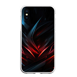 Чехол iPhone XS Max матовый Black red abstract, цвет: 3D-белый