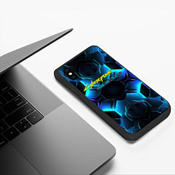 Чехол iPhone XS Max матовый Cyberpunk 2077 neon texture, цвет: 3D-черный — фото 2