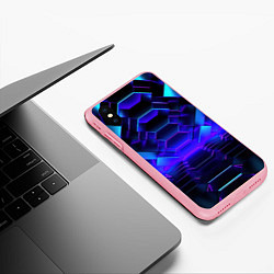 Чехол iPhone XS Max матовый Неоновый синий тоннель абстракция, цвет: 3D-баблгам — фото 2