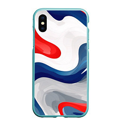 Чехол iPhone XS Max матовый Абстракция в цветах флага России, цвет: 3D-мятный