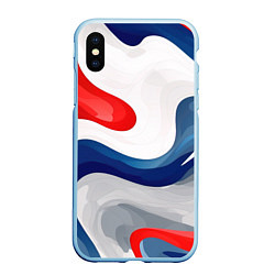 Чехол iPhone XS Max матовый Абстракция в цветах флага России, цвет: 3D-голубой