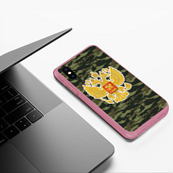 Чехол iPhone XS Max матовый Россия - герб и камуфляж, цвет: 3D-малиновый — фото 2