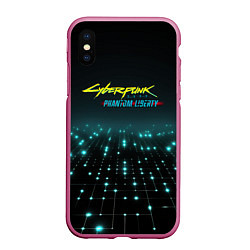 Чехол iPhone XS Max матовый Cyberpunk logo neon, цвет: 3D-малиновый