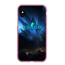 Чехол iPhone XS Max матовый CSGO blue logo, цвет: 3D-розовый