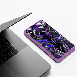 Чехол iPhone XS Max матовый Киберпанк линии фиолетовые, цвет: 3D-фиолетовый — фото 2