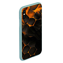 Чехол iPhone XS Max матовый Оранжевые плиты паттерн, цвет: 3D-мятный — фото 2
