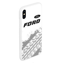 Чехол iPhone XS Max матовый Ford speed на светлом фоне со следами шин: символ, цвет: 3D-белый — фото 2