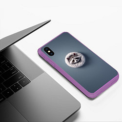 Чехол iPhone XS Max матовый Мордочка маленького енота, цвет: 3D-фиолетовый — фото 2
