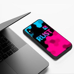 Чехол iPhone XS Max матовый Rust - neon gradient: символ сверху, цвет: 3D-черный — фото 2