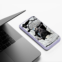 Чехол iPhone XS Max матовый Скелет показывает средний палец, цвет: 3D-светло-сиреневый — фото 2